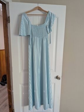 Light Blue Maxi Dress with Smocked Bodice